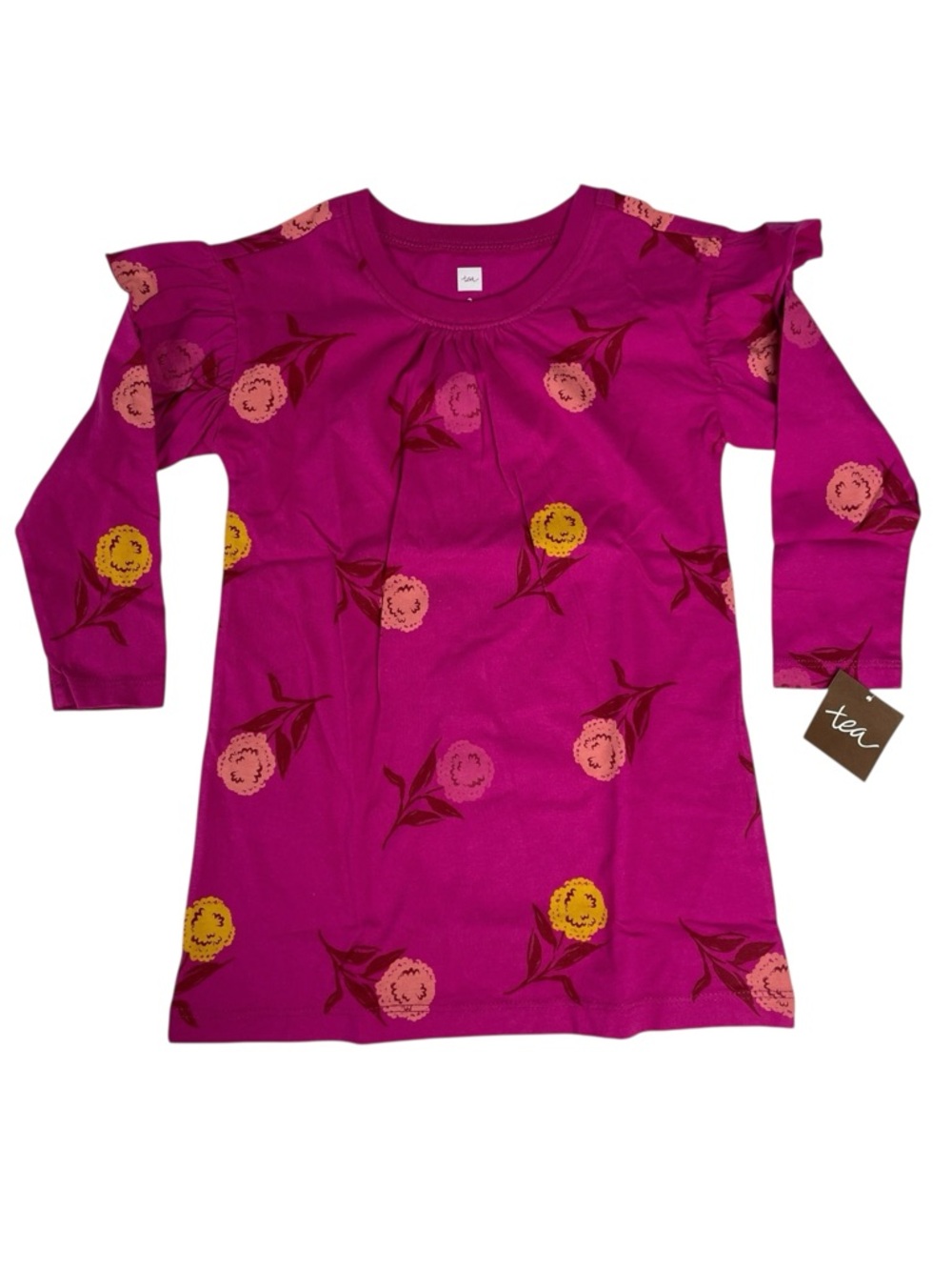 Tea Collection Girls Floral Ruffle Long Sleeve Dress Size 2T NWT
